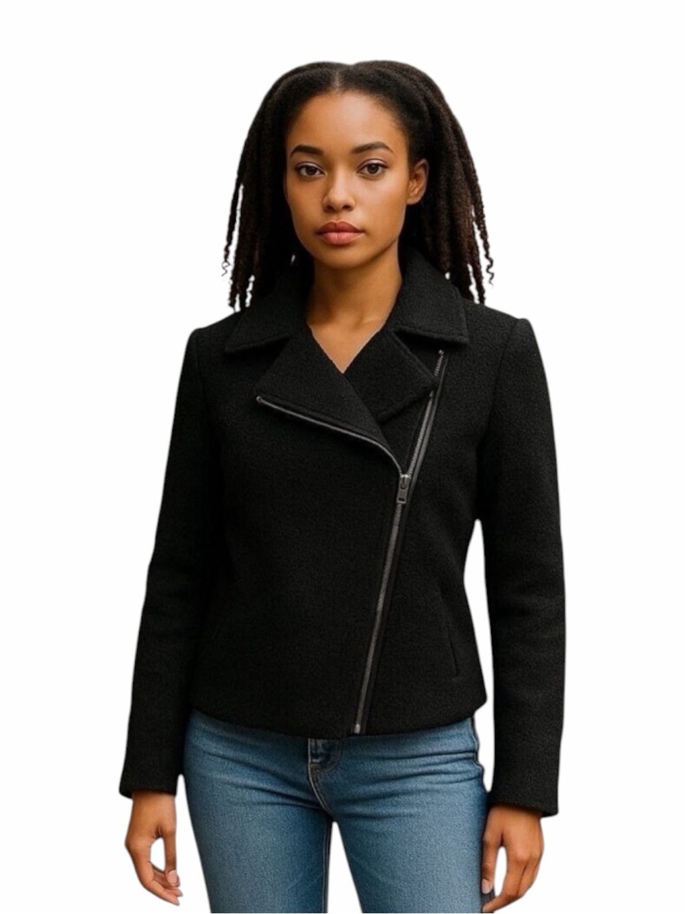 Moto Coat Jacket Size Small (4-6) Black Fall Winter Coat Jacket